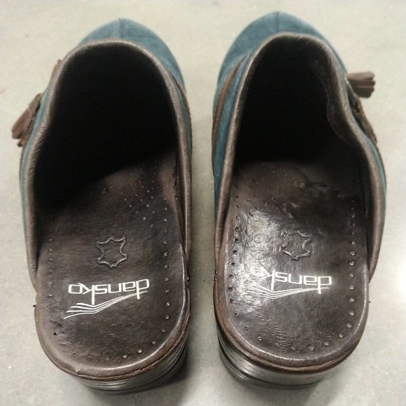 Retired Dansko Leather MULES: Blue W/ Brown Tassel: Women’s US 6.5 EU 37 - Picture 9 of 12